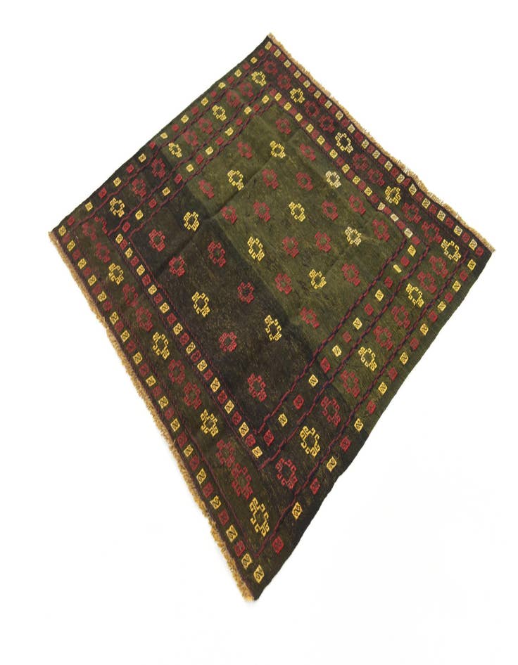 Detail image of  4' 2 x 4' 2  Hand Knotted Sumak Wool Square Rug