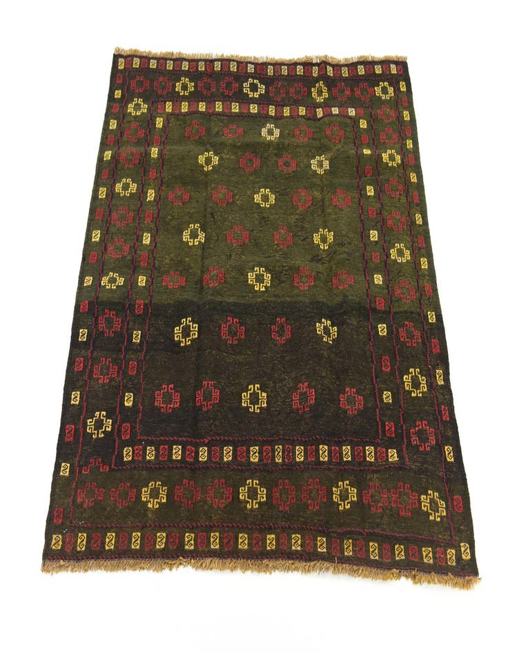 Detail image of  4' 2 x 4' 2  Hand Knotted Sumak Wool Square Rug