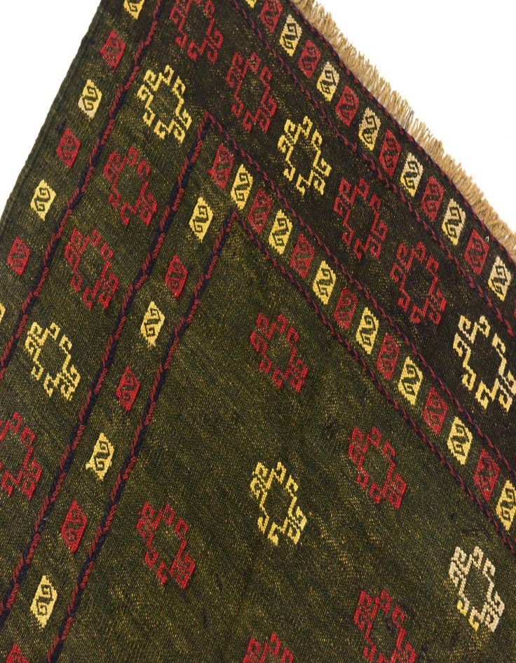 Detail image of  4' 2 x 4' 2  Hand Knotted Sumak Wool Square Rug