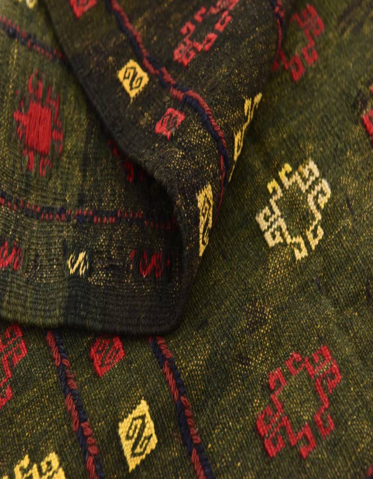 Detail image of  4' 2 x 4' 2  Hand Knotted Sumak Wool Square Rug