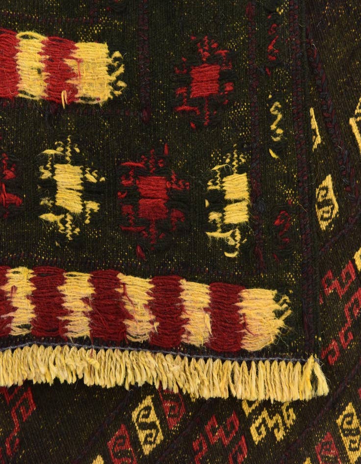 Detail image of  4' 2 x 4' 3  Hand Knotted Sumak Wool Square Rug
