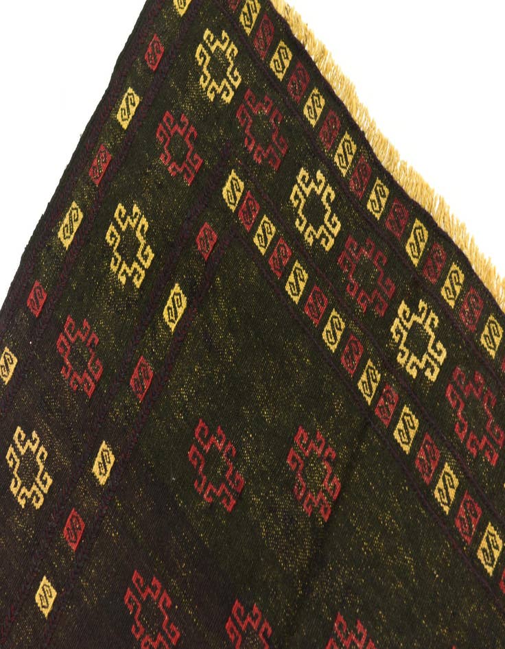 Detail image of  4' 2 x 4' 3  Hand Knotted Sumak Wool Square Rug