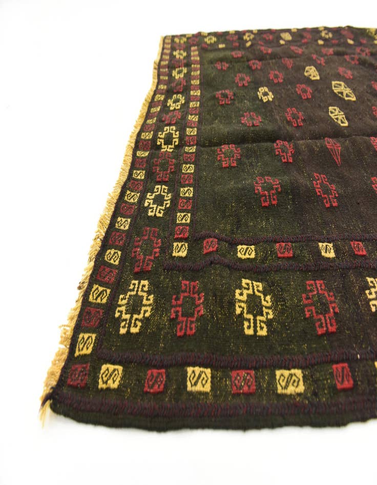 Detail image of  4' 2 x 4' 3  Hand Knotted Sumak Wool Square Rug