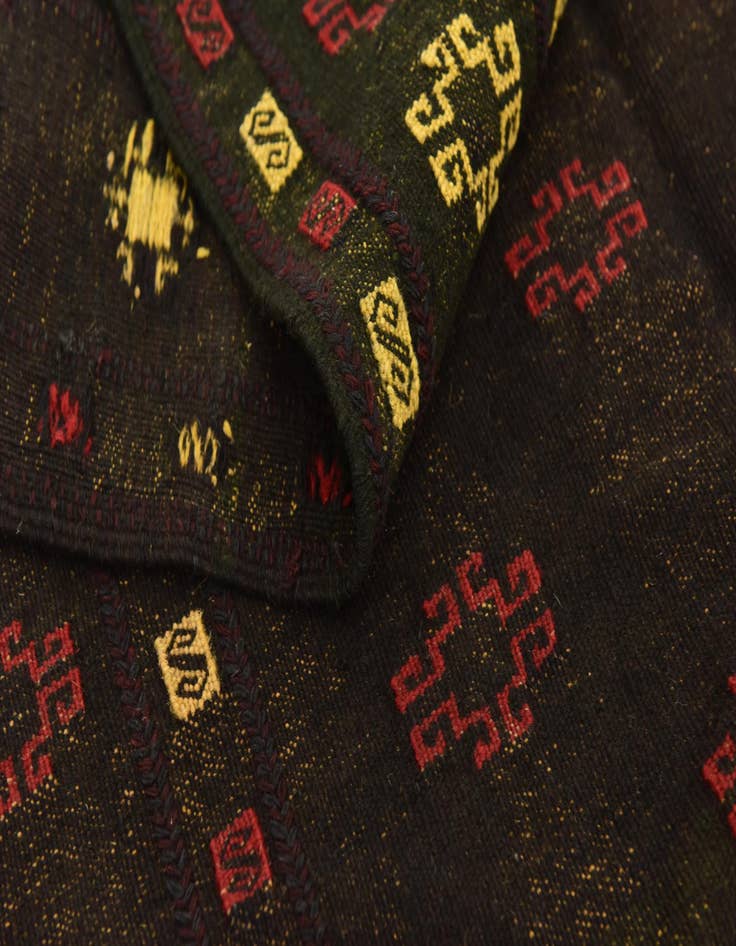 Detail image of  4' 2 x 4' 3  Hand Knotted Sumak Wool Square Rug