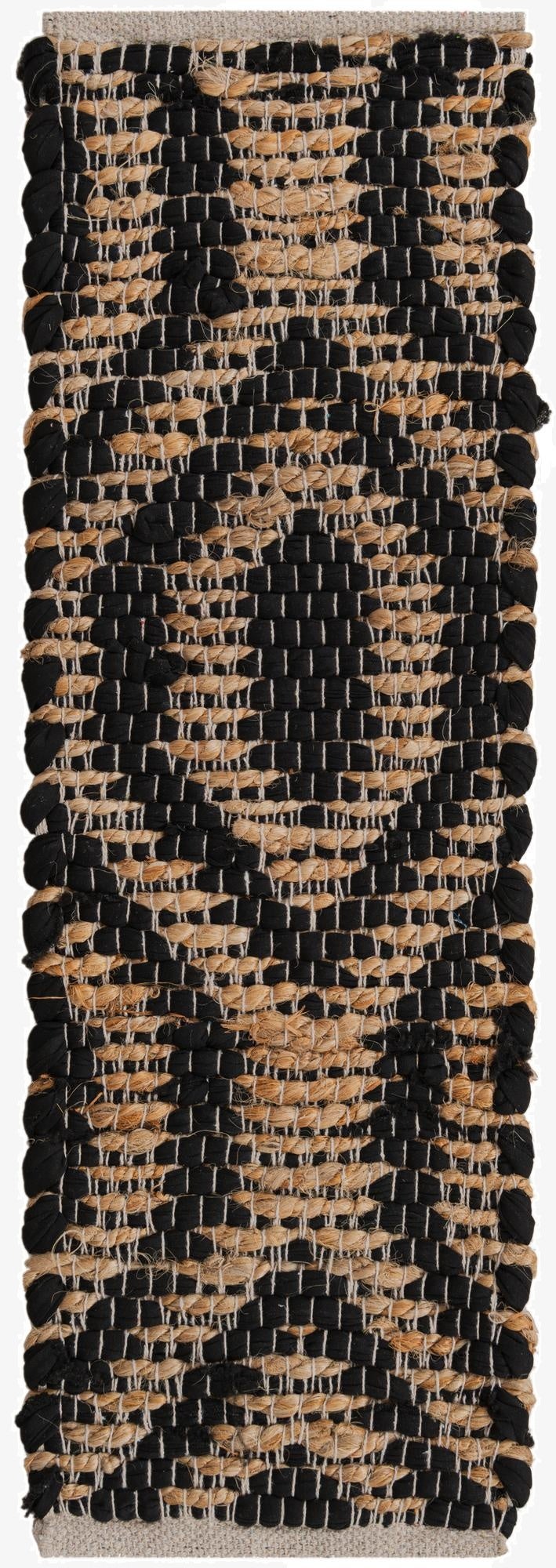  0' 9 x 2' 6  Hand Woven Chindi Jute Stair Rug