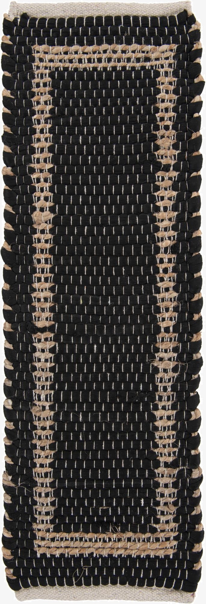  0' 9 x 2' 6  Hand Woven Chindi Jute Stair Rug