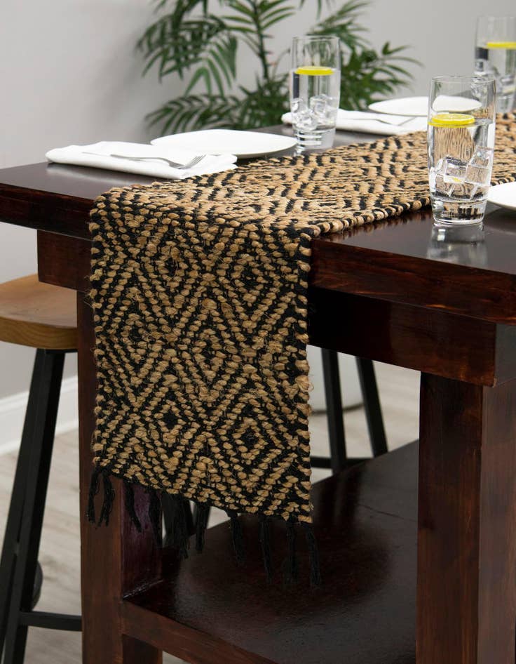 Detail image of  1' 2 x 6' 1  Hand Woven Braided Jute Table Runner Rug