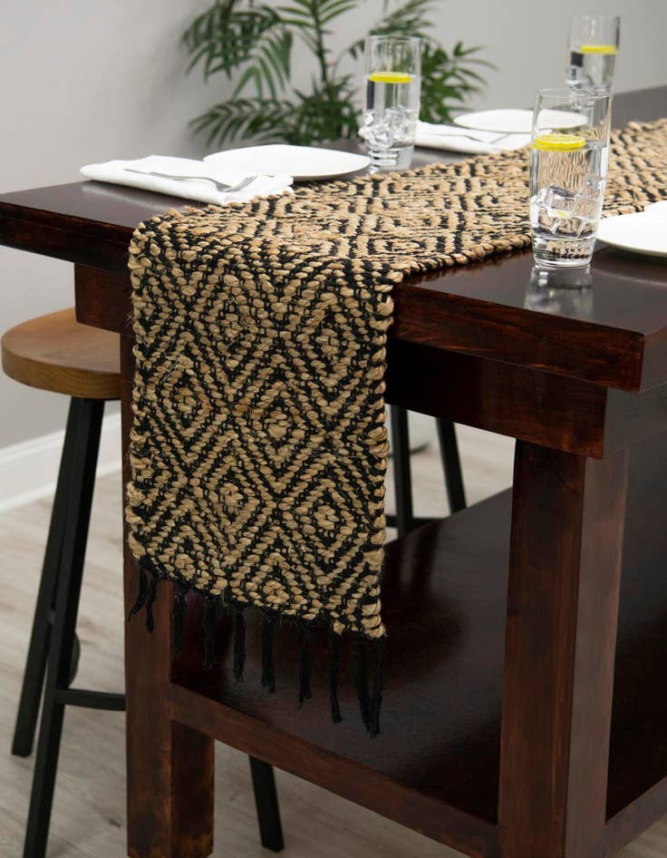 Detail image of  1' 2 x 5' 1  Hand Woven Braided Jute Table Runner Rug