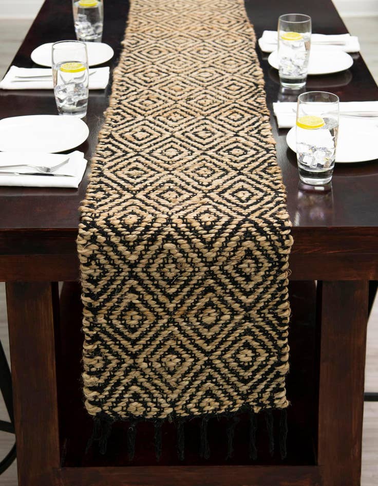 Detail image of  1' 2 x 5' 1  Hand Woven Braided Jute Table Runner Rug