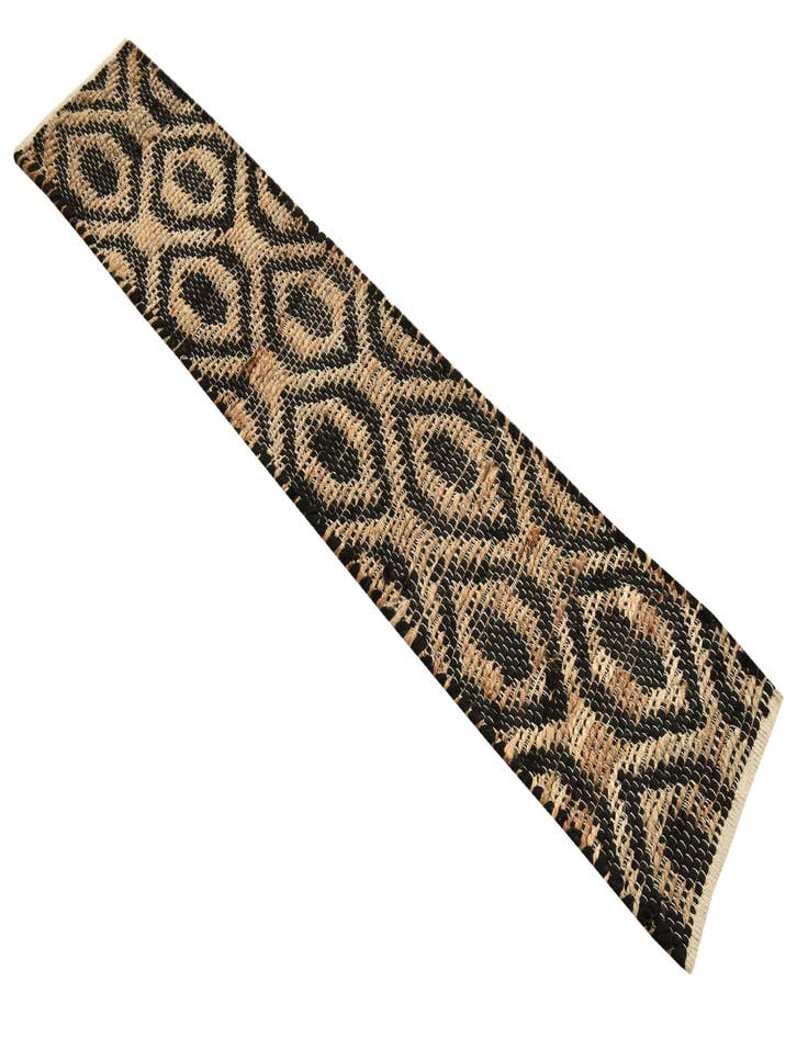 Detail image of  1' 2 x 6' 1  Hand Woven Chindi Jute Table Runner Rug