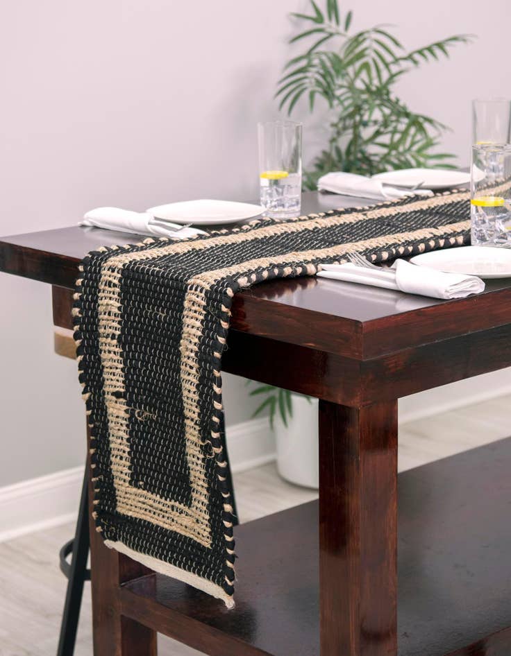 Detail image of  1' 2 x 5' 1  Hand Woven Chindi Jute Table Runner Rug
