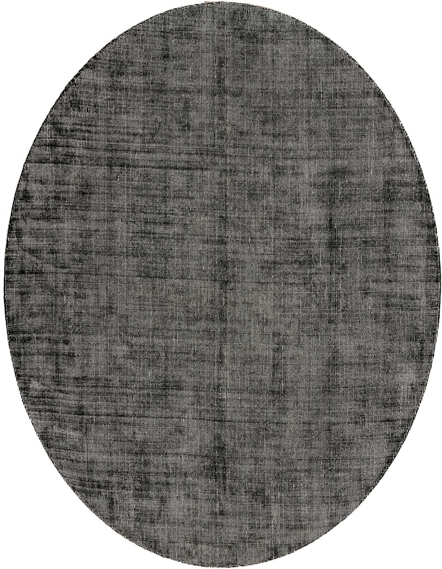 A 10' round black and purple modern wool rug with a subtle textured pattern, suitable for an indoor living space.