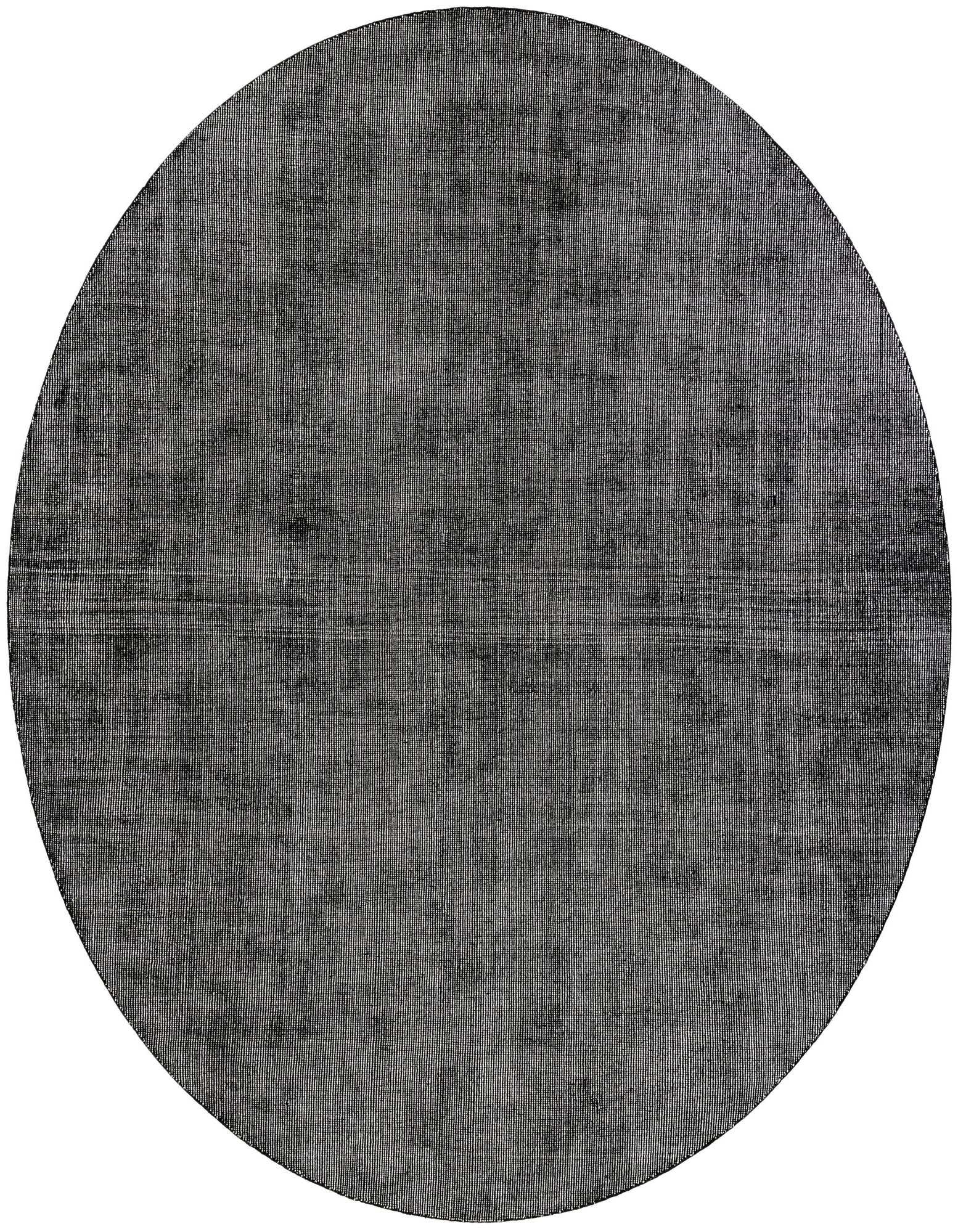 A 12' round black and purple rug with a subtle textured pile and distressed look, perfect for a living room.
