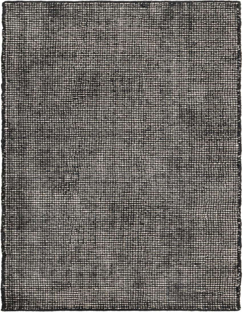 A 4 Ft Jill Zarin English Manor runner rug in black and off-white, featuring a modern, textured pattern.