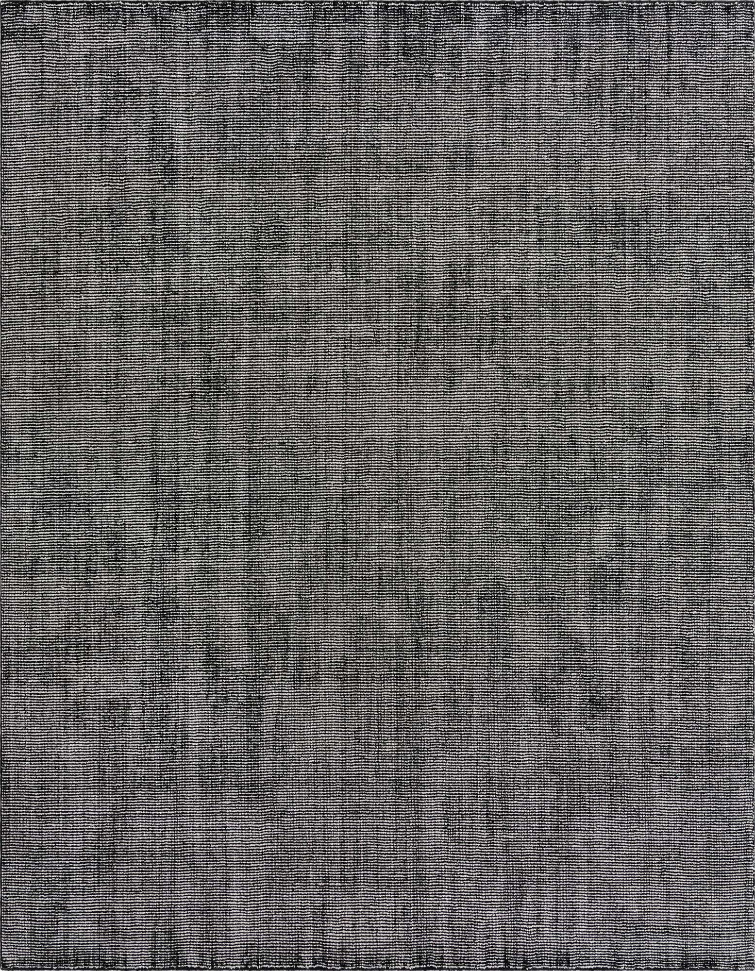 A 10'x10' square black and purple modern textured wool rug, perfect for a contemporary living space.