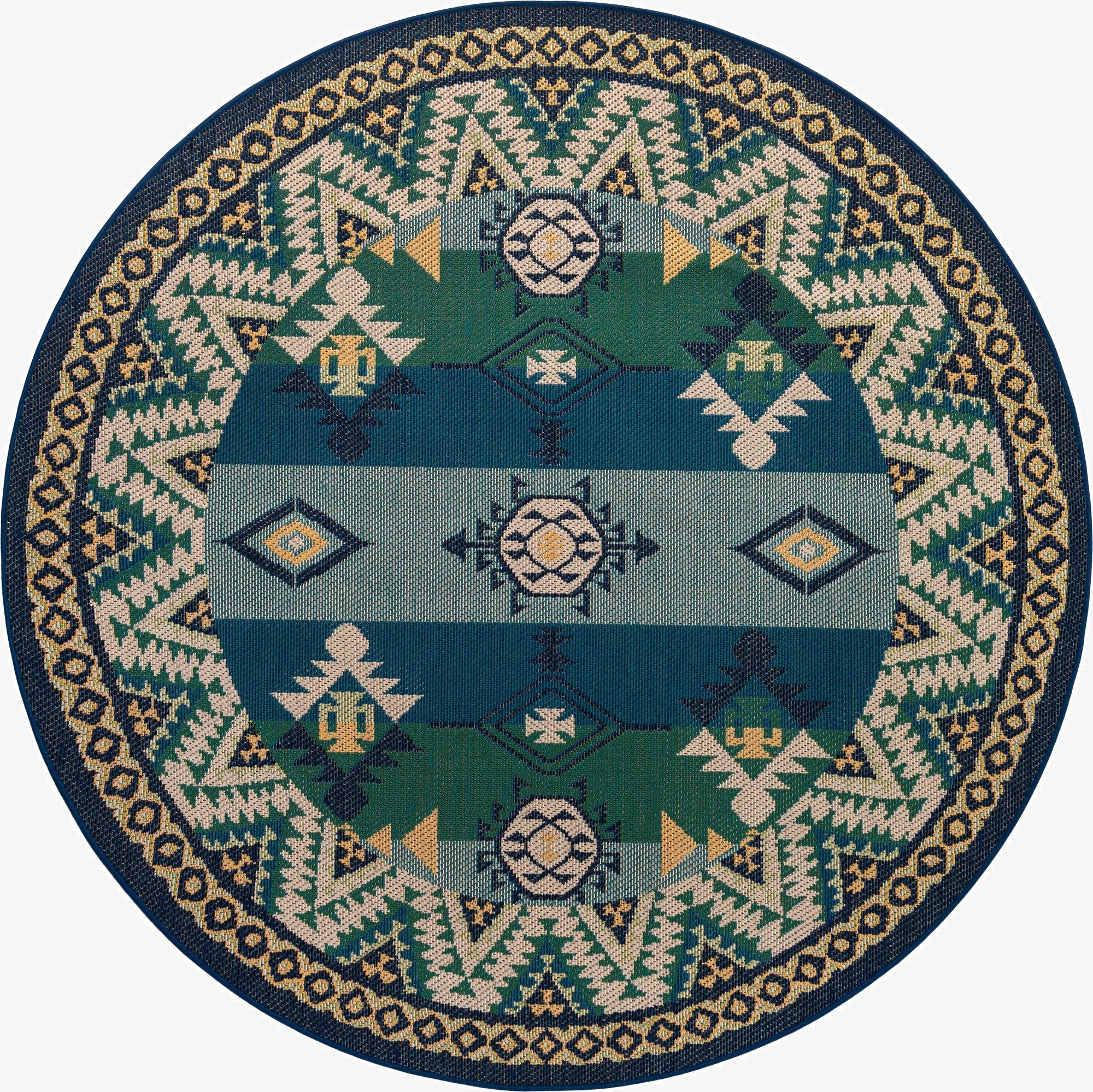  7' 10 x 7' 10  Washable Baja Indoor / Outdoor Round Rug
