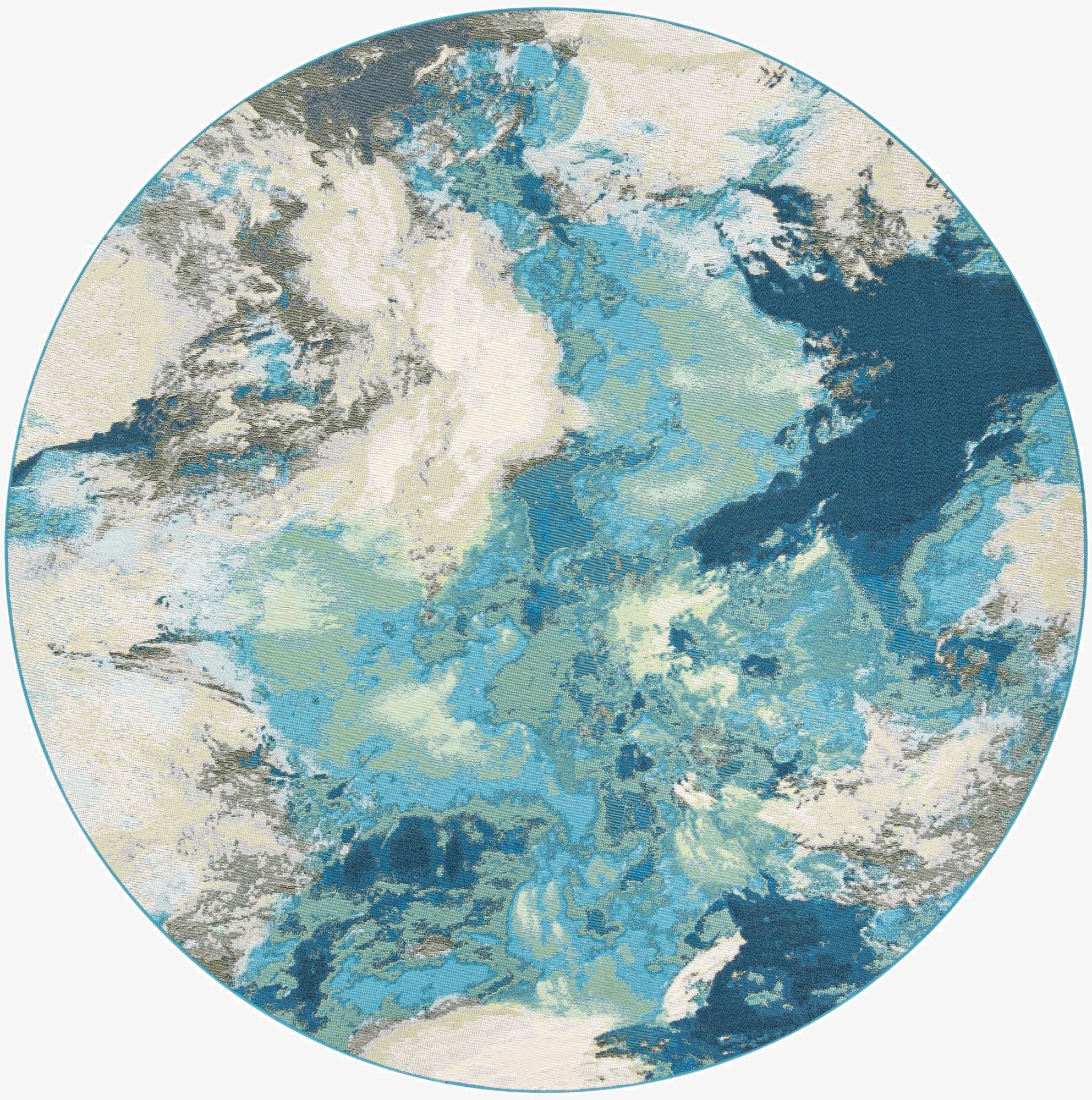  7' 10 x 7' 10  Washable Modern Indoor / Outdoor Round Rug