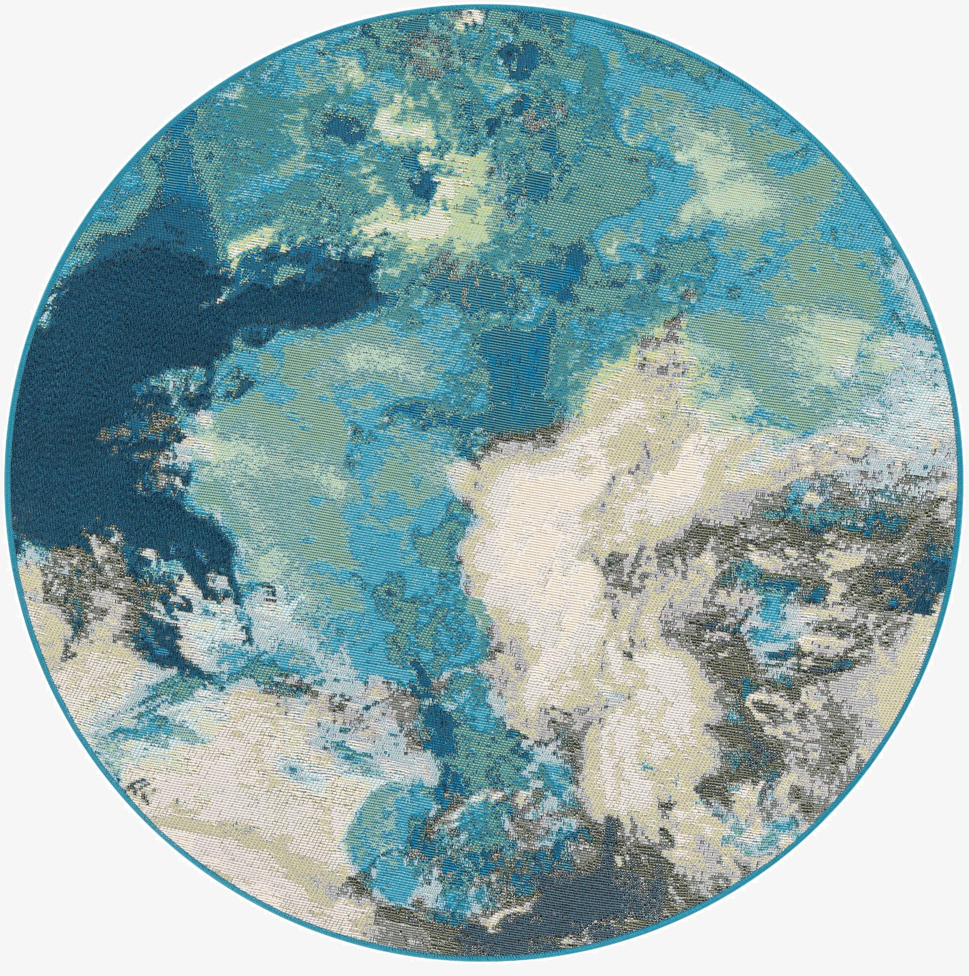  4' 1 x 4' 1  Washable Modern Indoor / Outdoor Round Rug