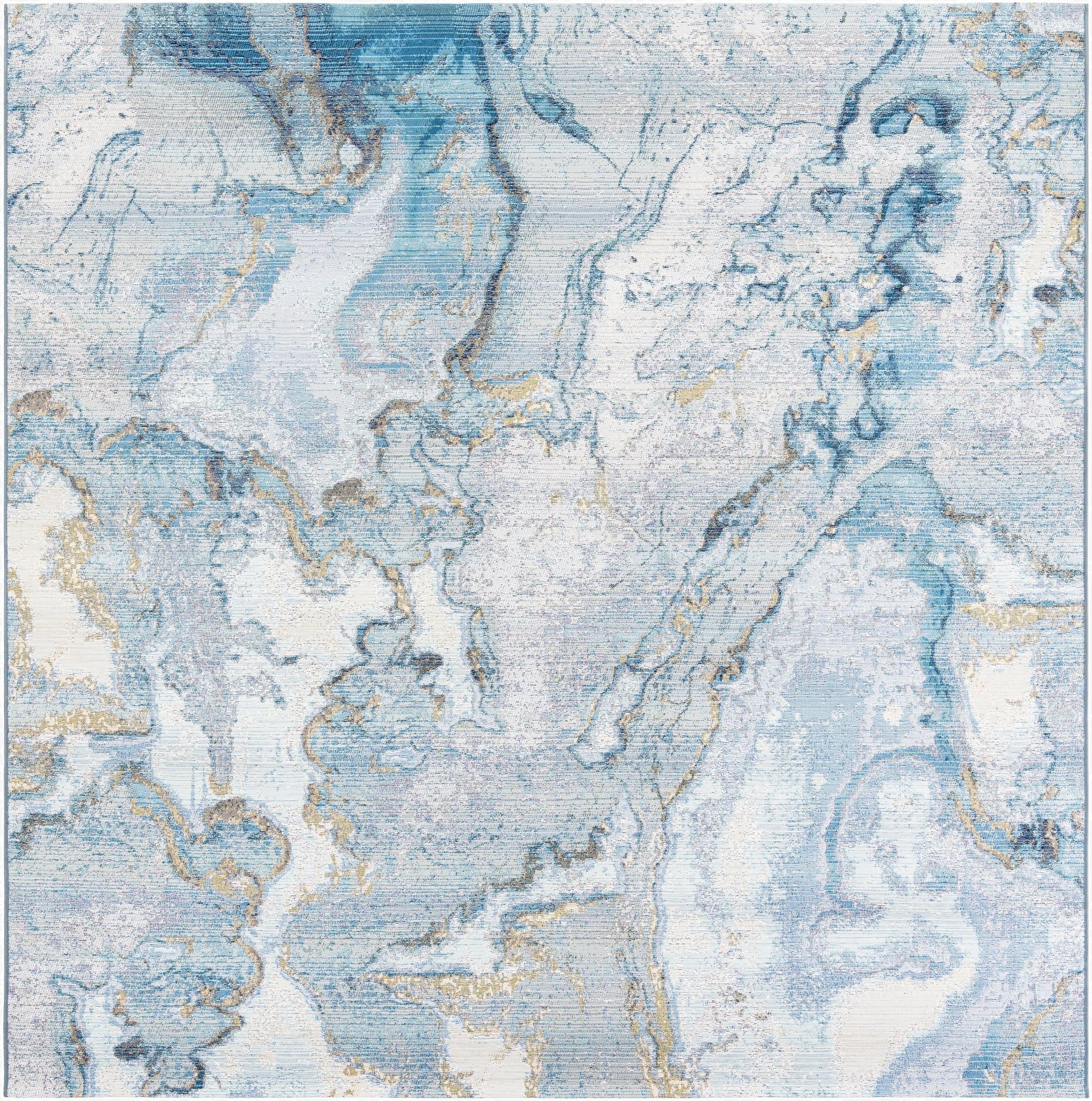  7' 10 x 7' 10  Washable Modern Indoor / Outdoor Square Rug