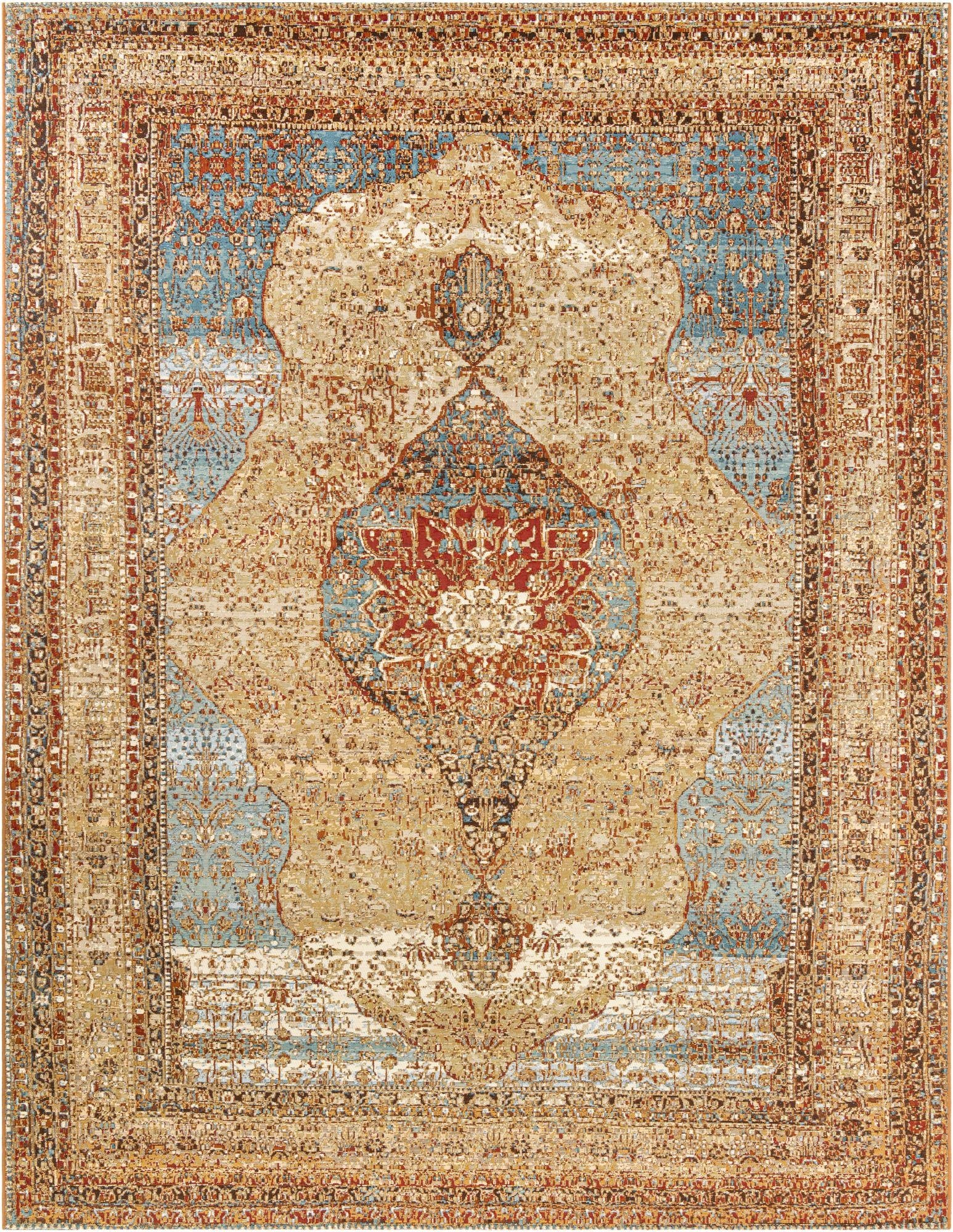  9' x 12'  Washable Traditional Indoor / Outdoor Rug