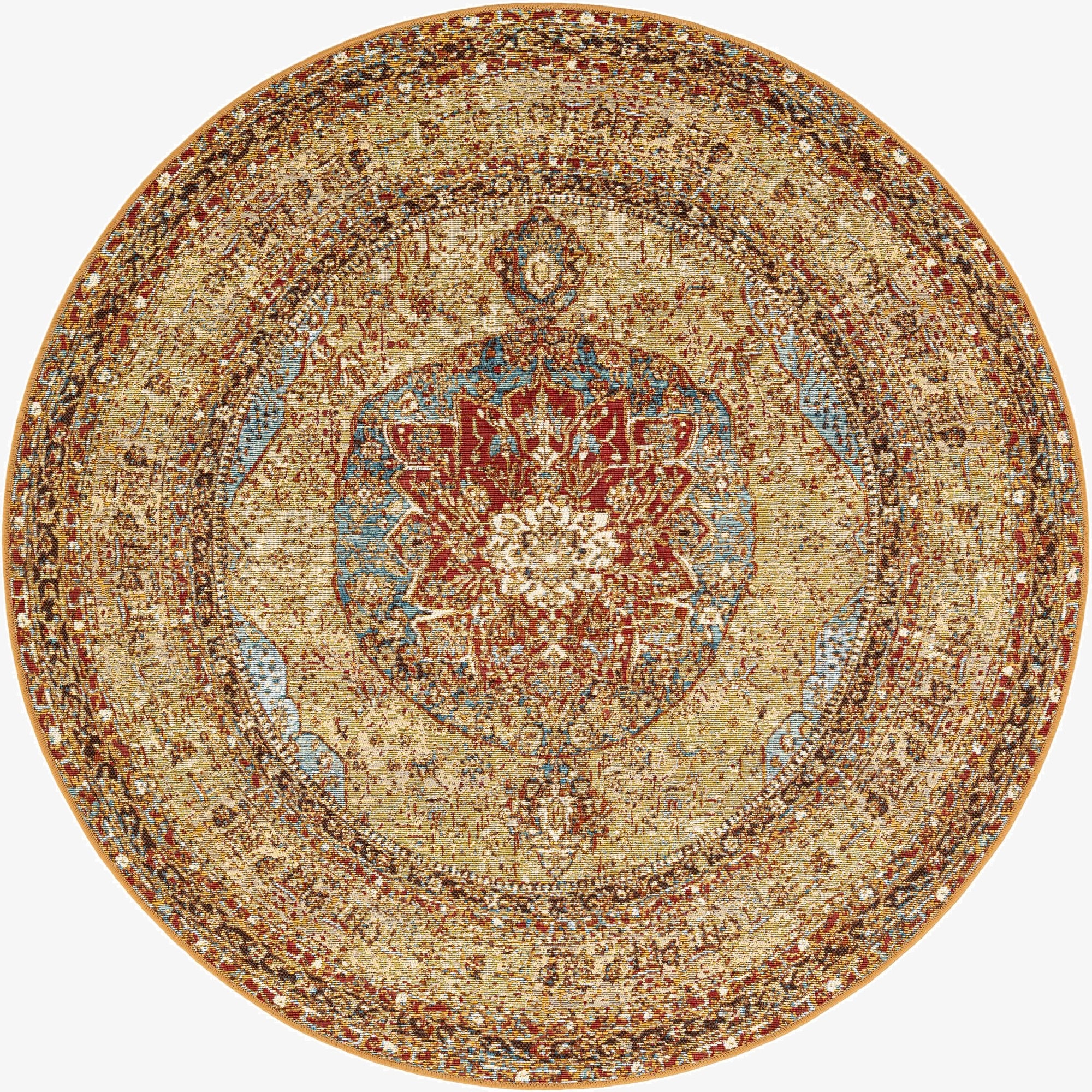  5' 3 x 5' 3  Washable Traditional Indoor / Outdoor Round Rug