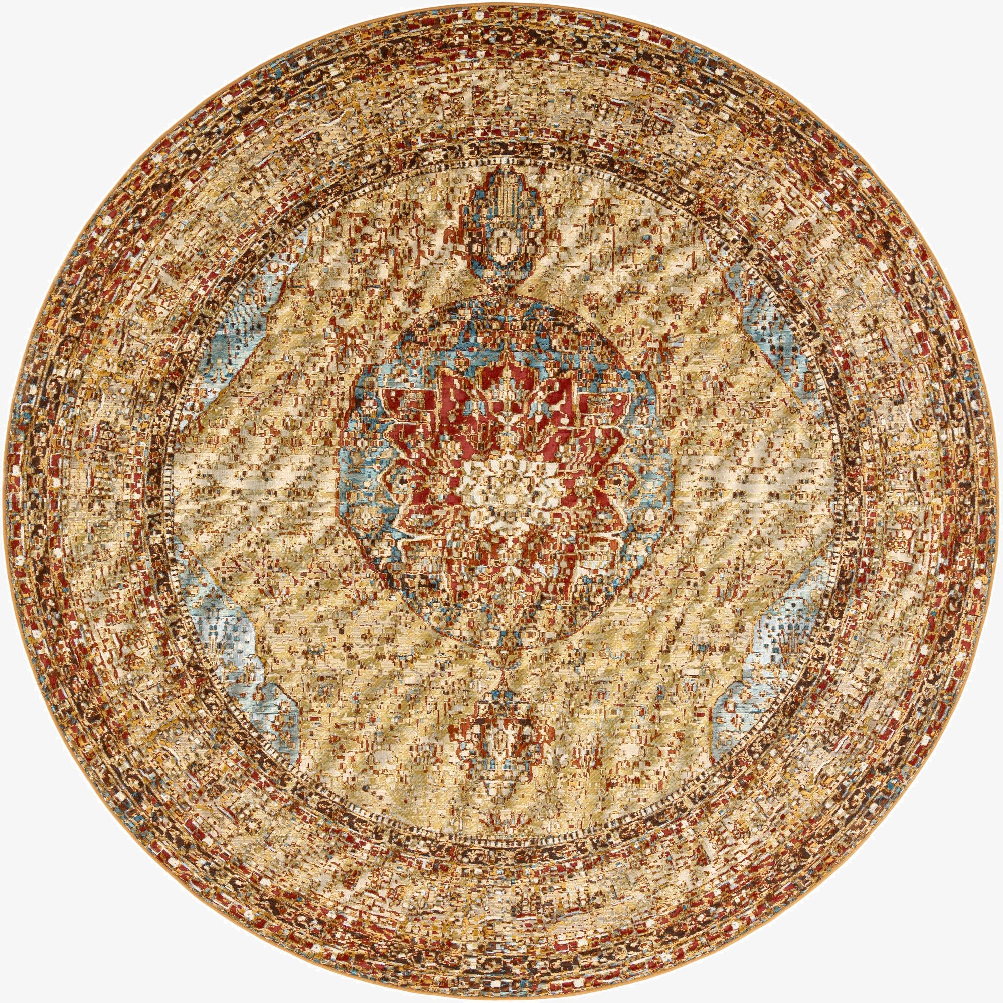  10' x 10'  Washable Traditional Indoor / Outdoor Round Rug