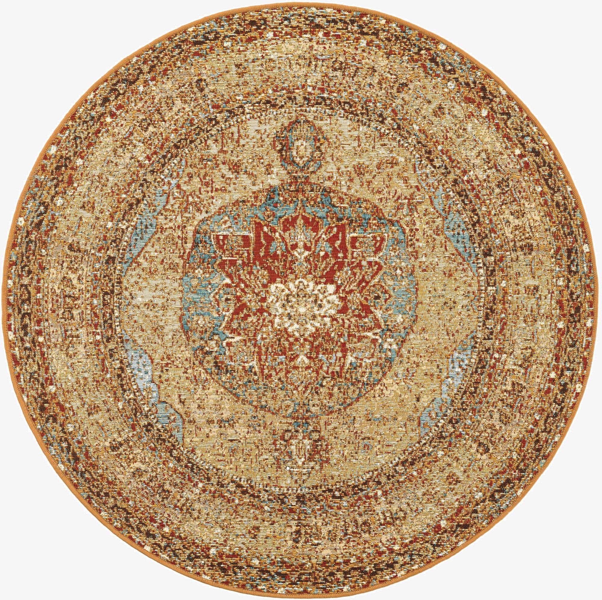  4' x 4'  Washable Traditional Indoor / Outdoor Round Rug