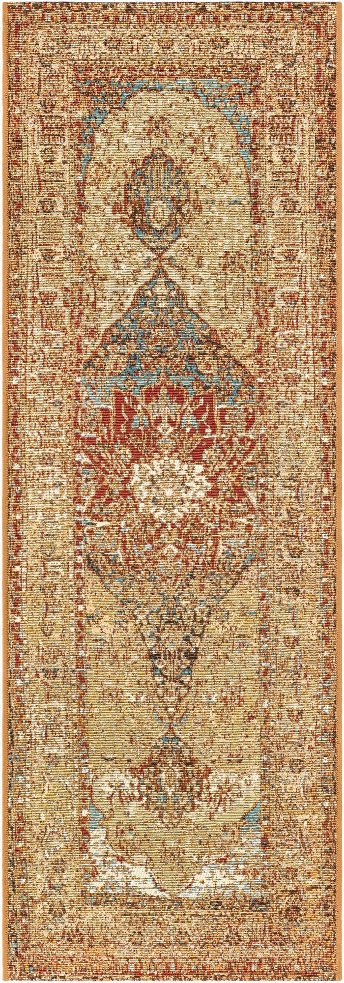  2' x 6'  Washable Traditional Indoor / Outdoor Runner Rug