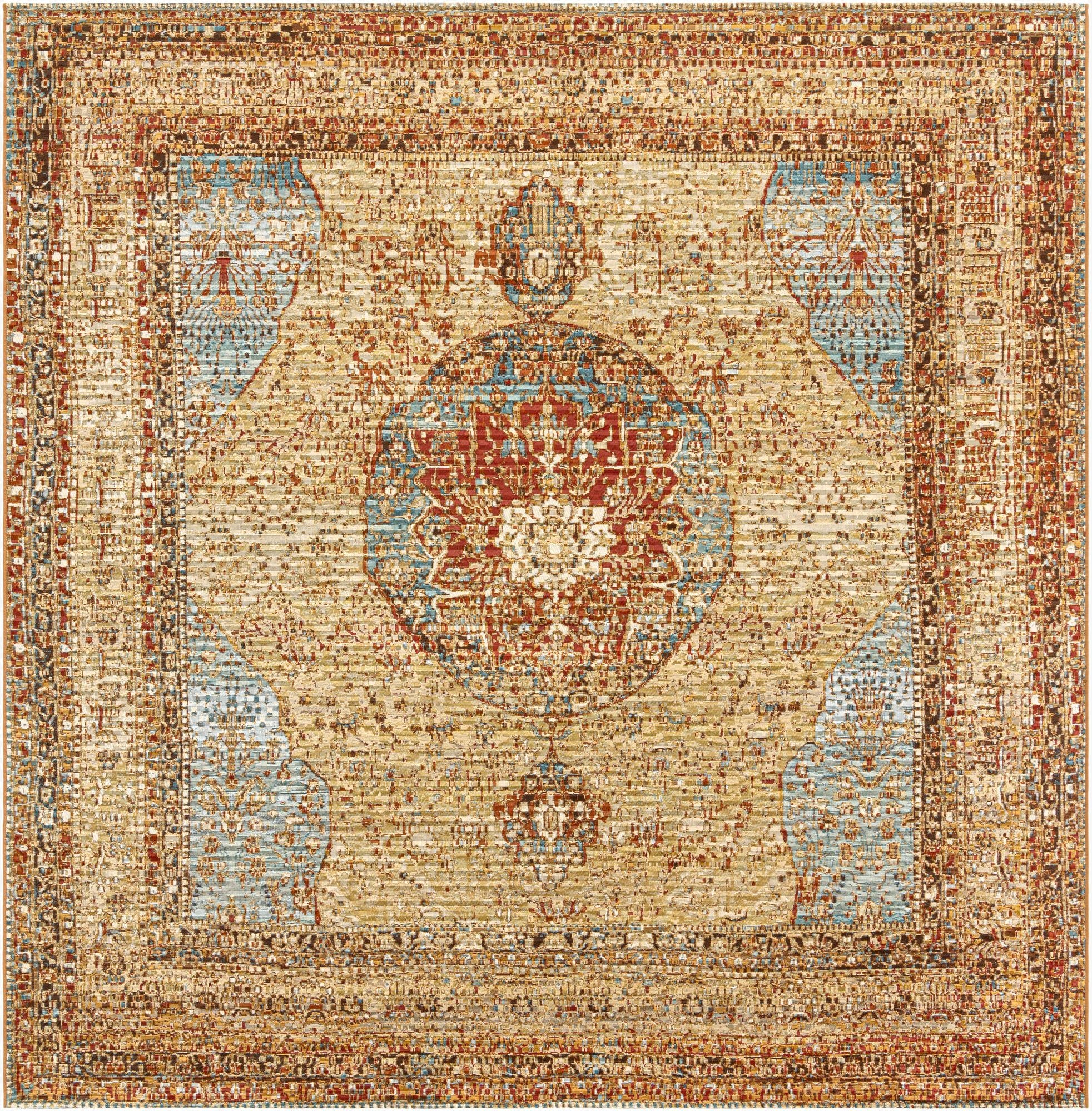  10' x 10'  Washable Traditional Indoor / Outdoor Square Rug