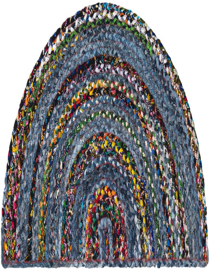 Detail image of  2' 2 x 3' 7  Hand Braided Chindi Hearth Rug