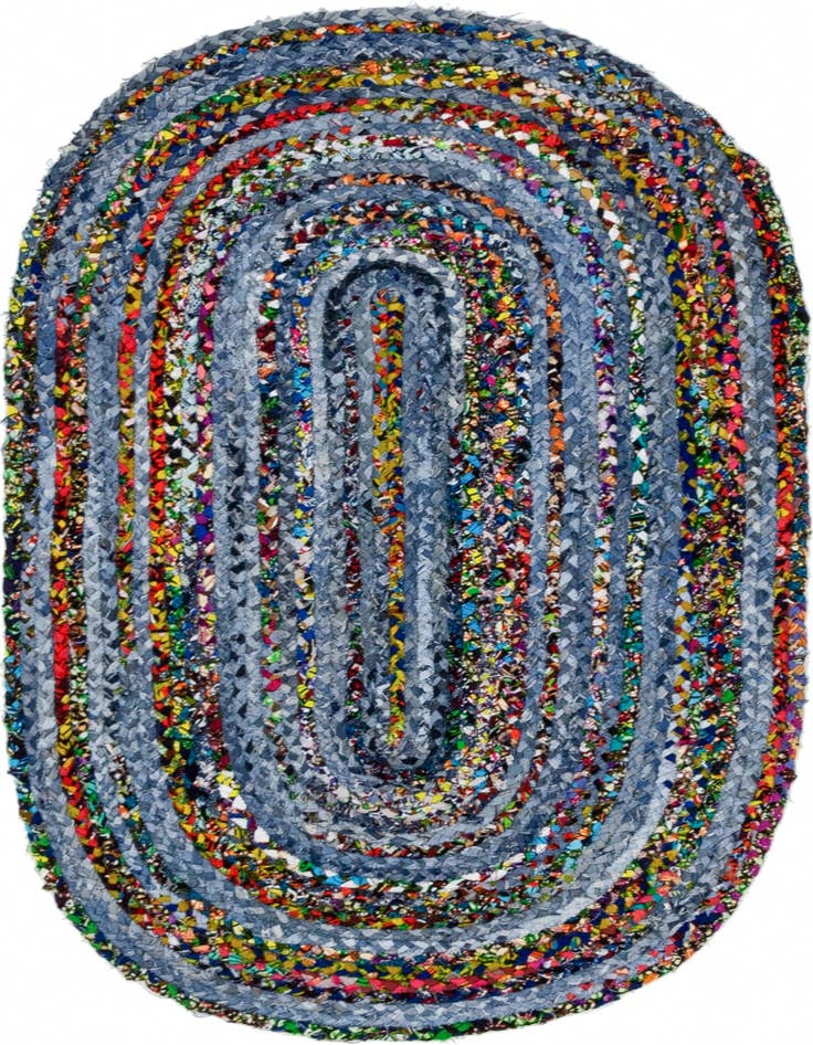 Detail image of  3' 3 x 5' 1  Hand Braided Chindi Oval Rug