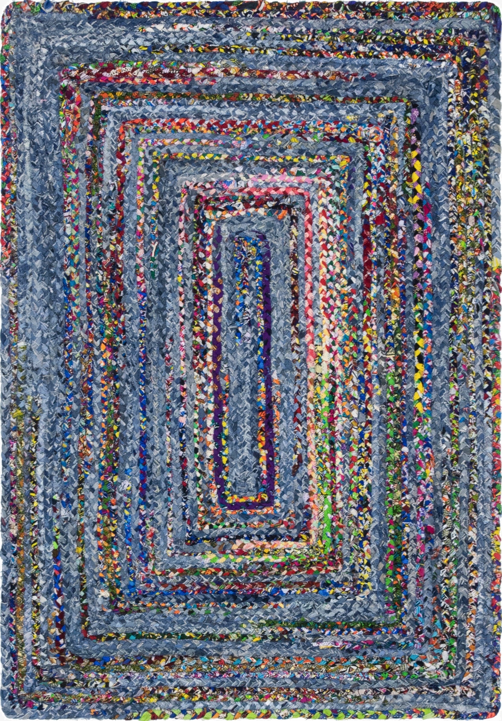  4' 1 x 6' 1  Hand Braided Chindi Rug