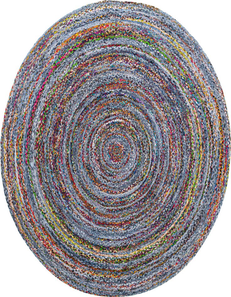 Detail image of  8' x 8'  Hand Braided Chindi Round Rug