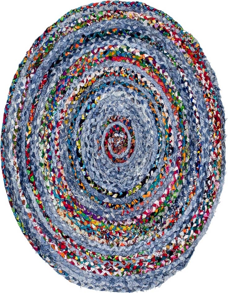 Detail image of 3' 3 x 3' 3 Handmade Braided Chindi Round Rug