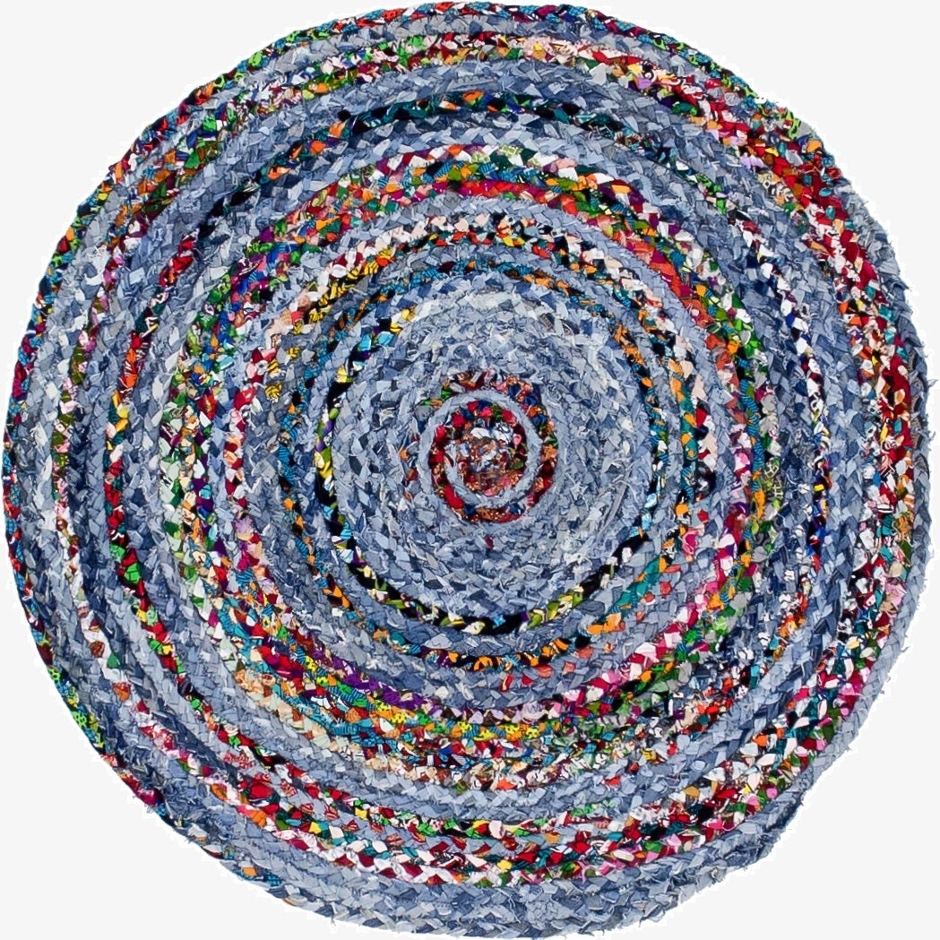 Primary image  3' 3 x 3' 3  Hand Braided Chindi Round Rug