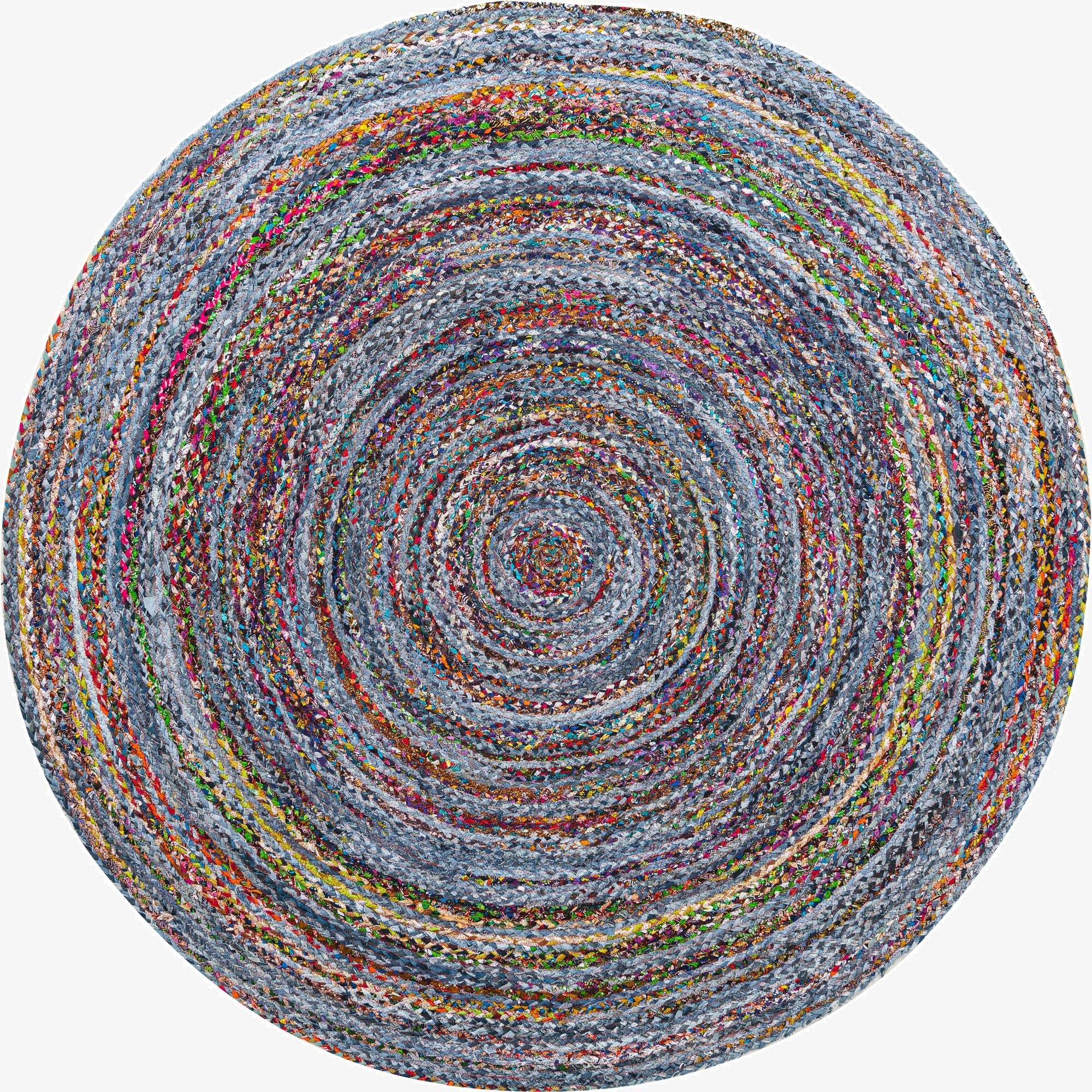 8' x 8'  Hand Braided Chindi Round Rug