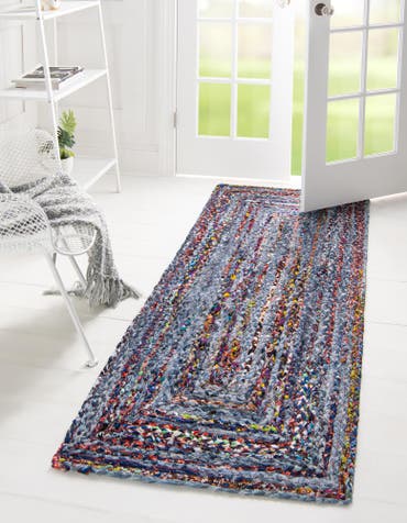  2' 7 x 6' 1  Hand Braided Chindi Runner Rug
