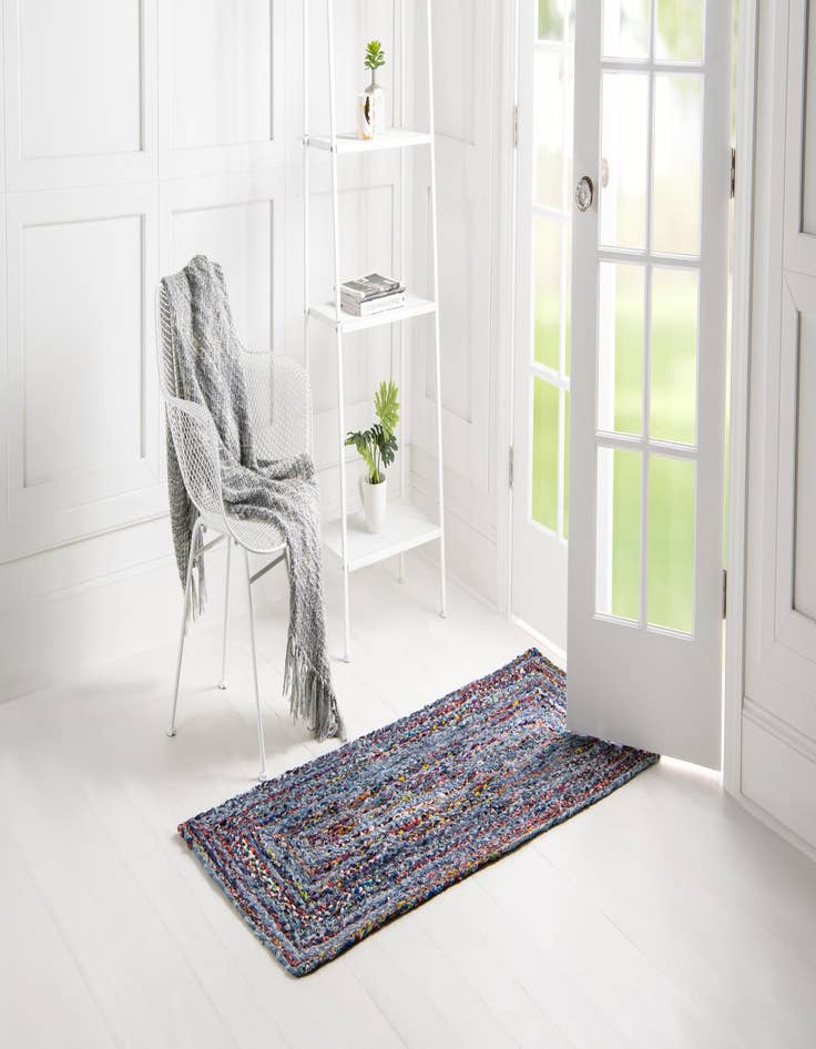 Detail image of  2' 7 x 6' 1  Hand Braided Chindi Runner Rug