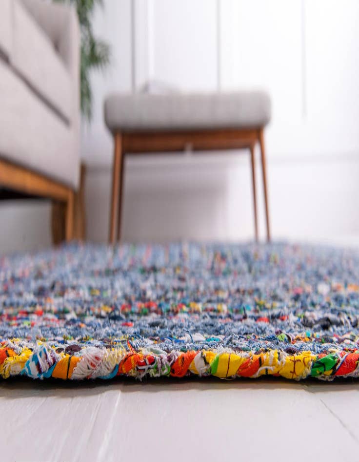 Detail image of  2' 7 x 6' 1  Hand Braided Chindi Runner Rug