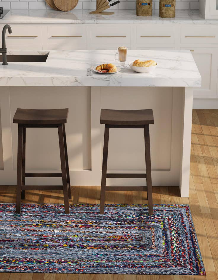 Detail image of  2' 7 x 6' 1  Hand Braided Chindi Runner Rug