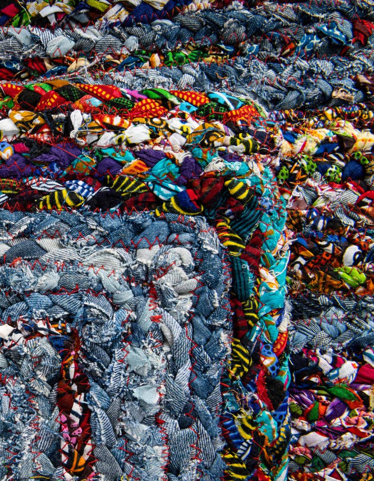 Detail image of  2' 7 x 6' 1  Hand Braided Chindi Runner Rug