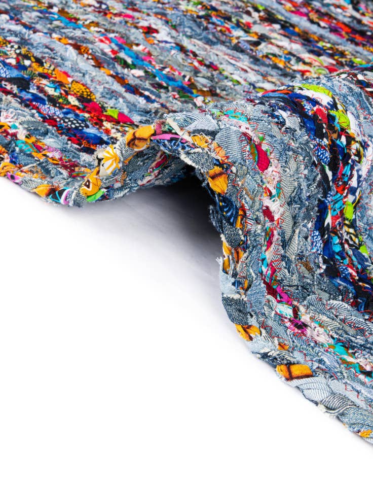 Detail image of  2' 7 x 6' 1  Hand Braided Chindi Runner Rug