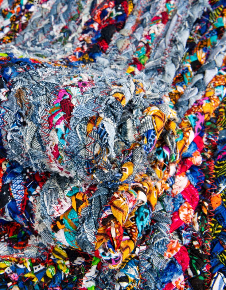 Detail image of  2' 7 x 6' 1  Hand Braided Chindi Runner Rug