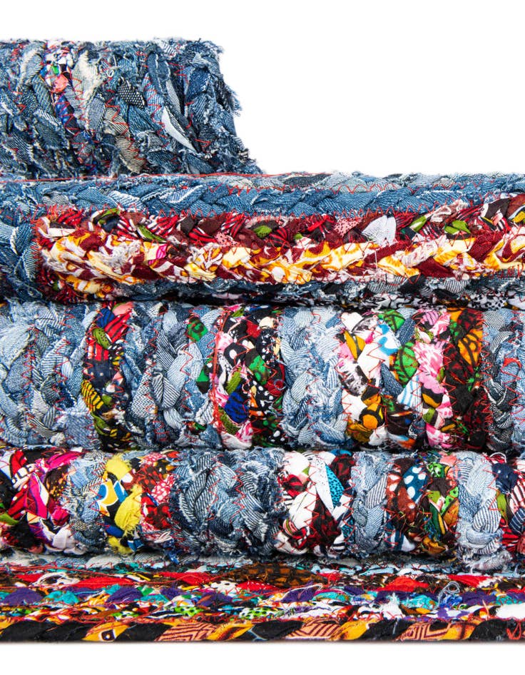 Detail image of  2' 7 x 6' 1  Hand Braided Chindi Runner Rug