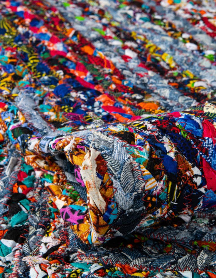 Detail image of  1' 2 x 6' 1  Hand Braided Chindi Table Runner Rug