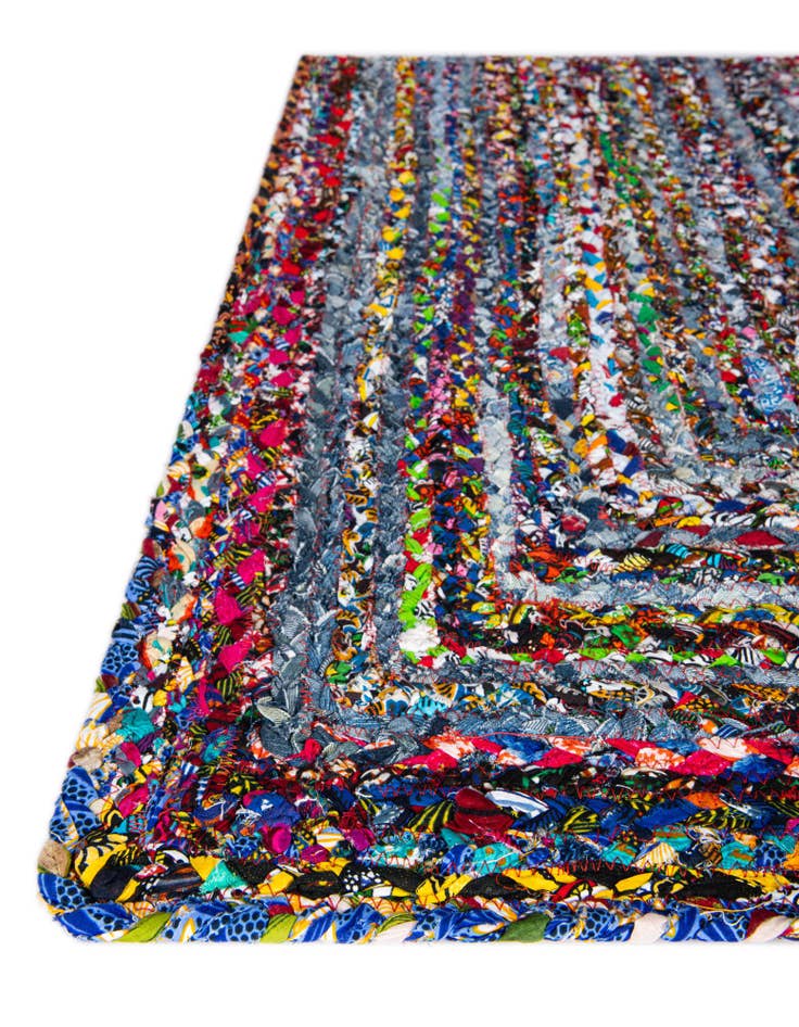 Detail image of  1' 2 x 6' 1  Hand Braided Chindi Table Runner Rug
