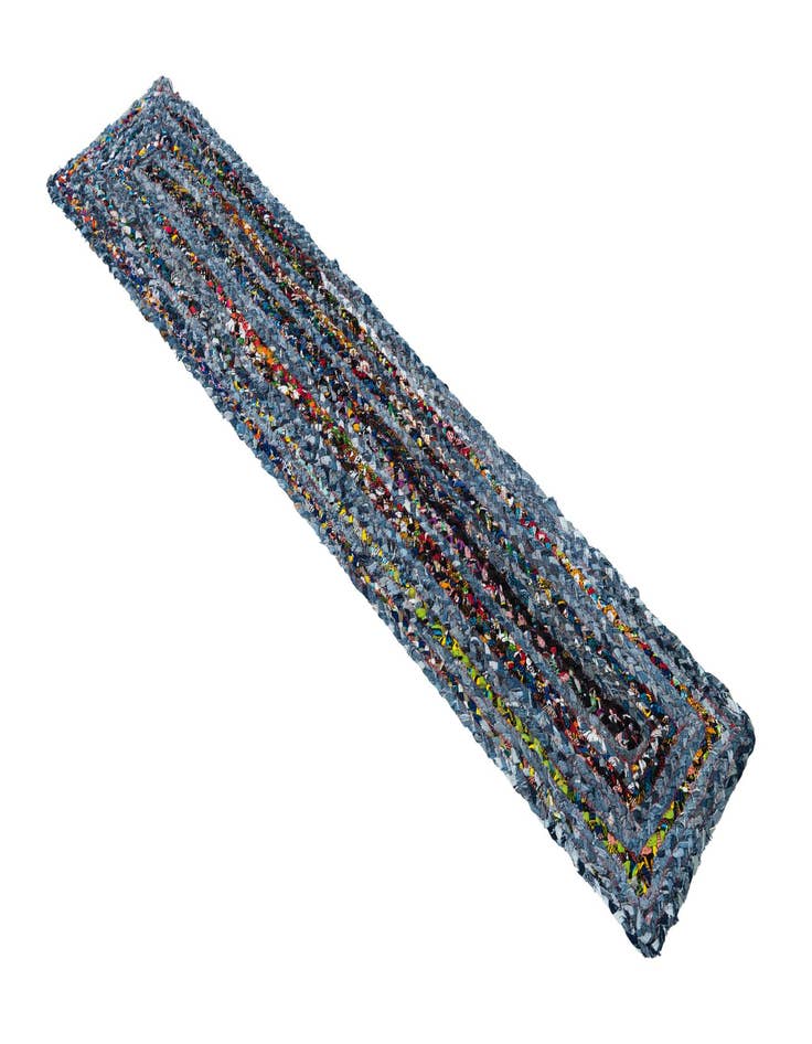 Detail image of  1' 2 x 6' 1  Hand Braided Chindi Table Runner Rug