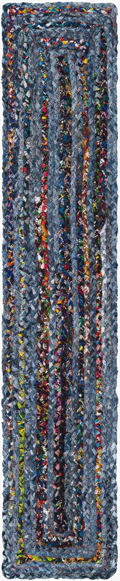  1' 2 x 6' 1  Hand Braided Chindi Table Runner Rug