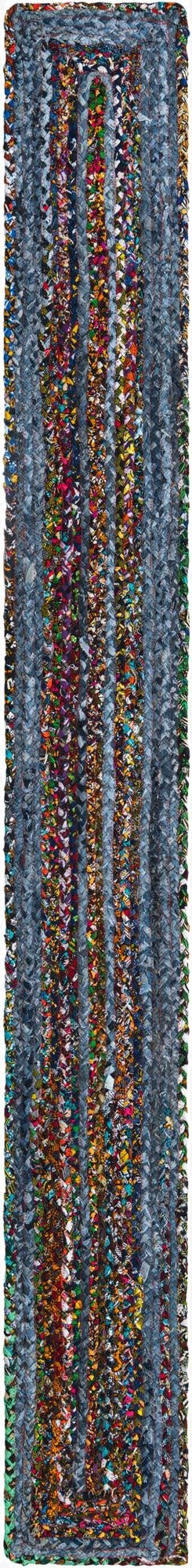  1' 2 x 10'  Hand Braided Chindi Table Runner Rug