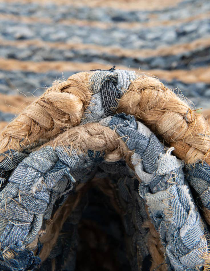 Detail image of  2' 2 x 3' 7  Hand Braided Chindi Hearth Rug